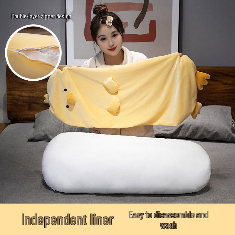 Yellow Chicken Hugging Pillow - Male & Female Plush Long Cushion Doll