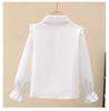 Autumn White Girls' Peter Pan Collar Long Sleeve Shirt - Fashionable Top for Big Kids and Students