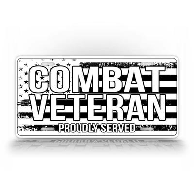 1pc Personalized Military License Plate Custom American Flag Patriotic Veteran Auto Tag