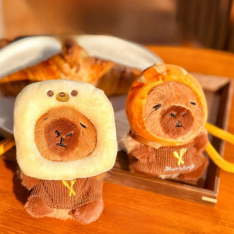 Bread Hat Toast Capybara Plush Keychain With Cartoon Pendant Bag Decoration Gift