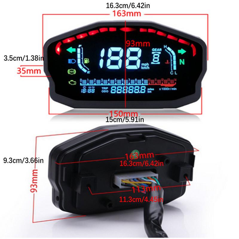 Waterproof Tachometer Speedometer Motorcycle Universal LED Digital Dashboard Km/h MPH Odometer Meter Motor Gauge with Sensor