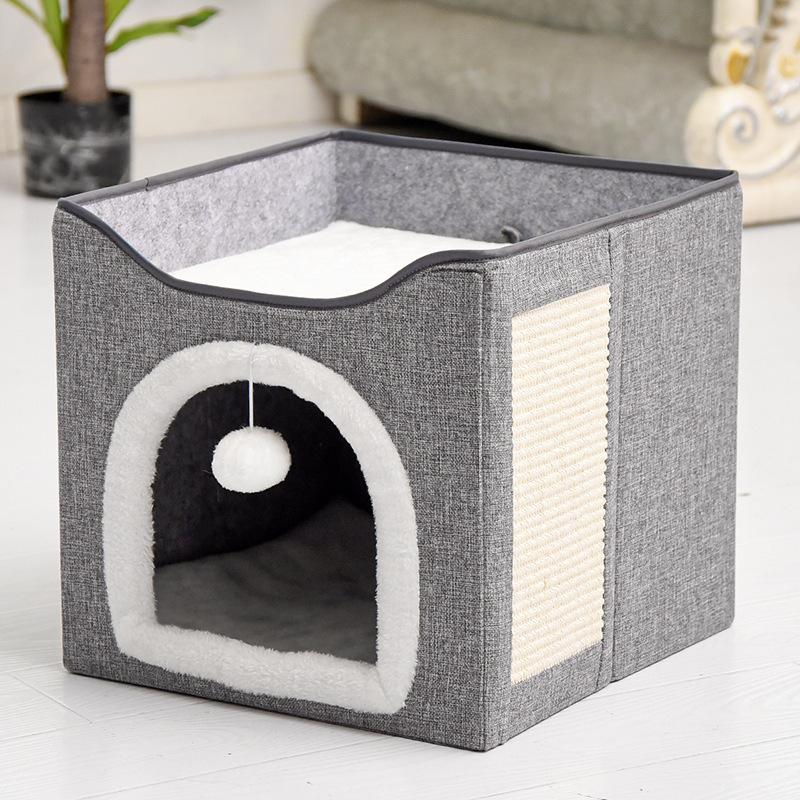 

3 Layer Warm Foldable Cat Bed All Season Pet House for Cats