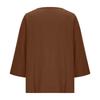 Ladies' Casual Fashion Solid Color V-neck Loose Slit Casual Solid Color Cotton And Linen Top