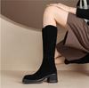 2025 autumn and winter new platform boots women's pleated piled boots retro thick high heels but knee knight boots