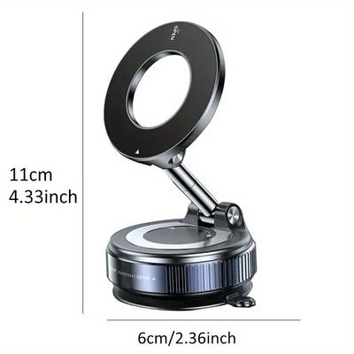 360-Degree Rotating Aluminum Alloy Magnetic Suction Cup Car Mount Portable Design Folding Phone Holder Single-Handed Operation