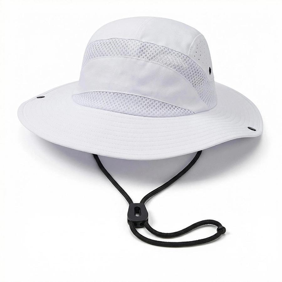 Foldable summer children's outdoor hiking, climbing, fishing sun hat with sun protection net eyelets and breathable fabric