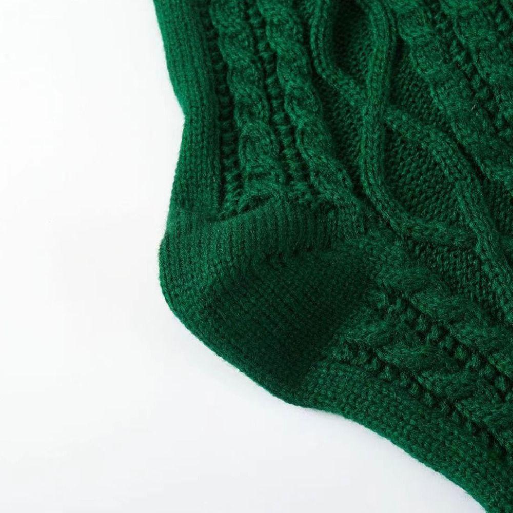 Large Capacity Knitted Christmas Stockings Santa Claus Cable Xmas Tree Hanging Decoration Green Knit Christmas Hanging Sock