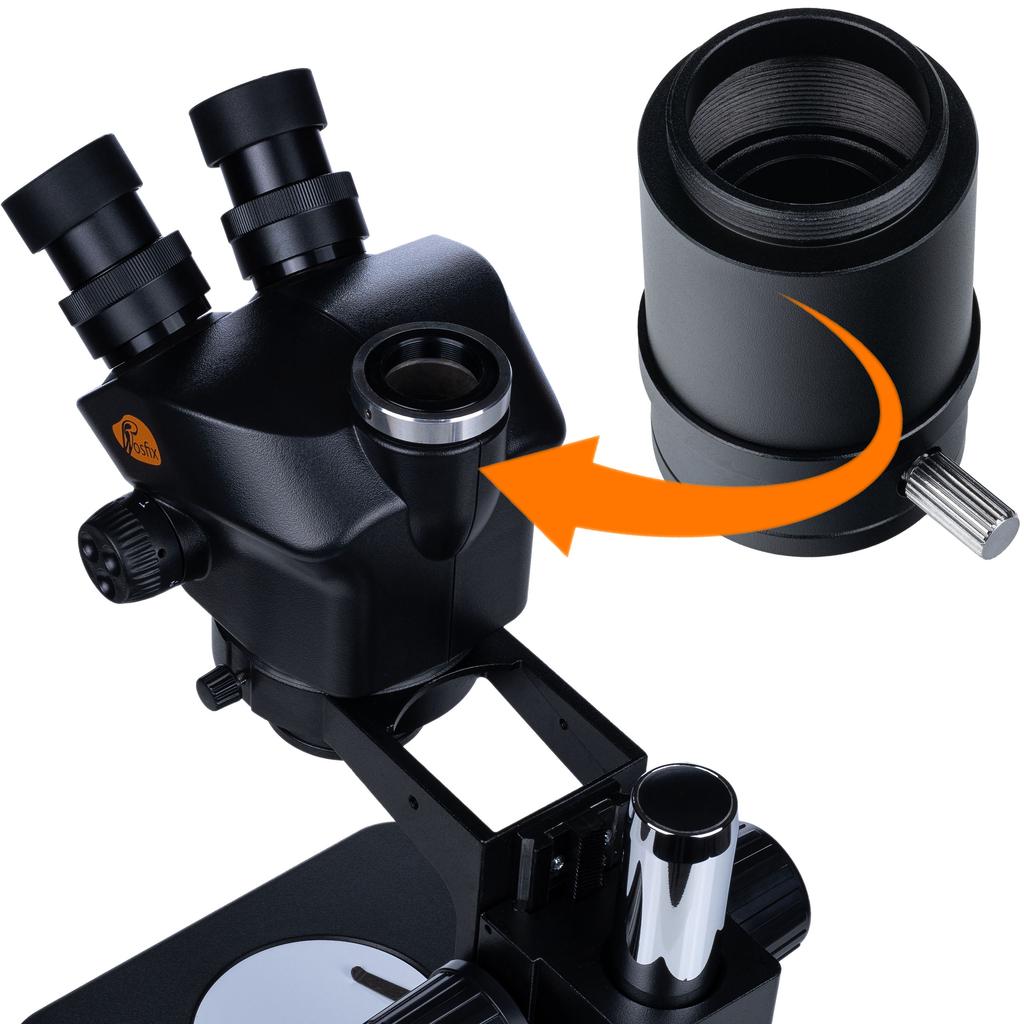 Rosfix Capella Pro MSCP-T-PS1-B – Mikroskop Trinokularowy Stereoskopowy 7-45x | Zoom 0,7-5x | Optyka Greenough | Głowica 360° | C-Mount 25 Mm