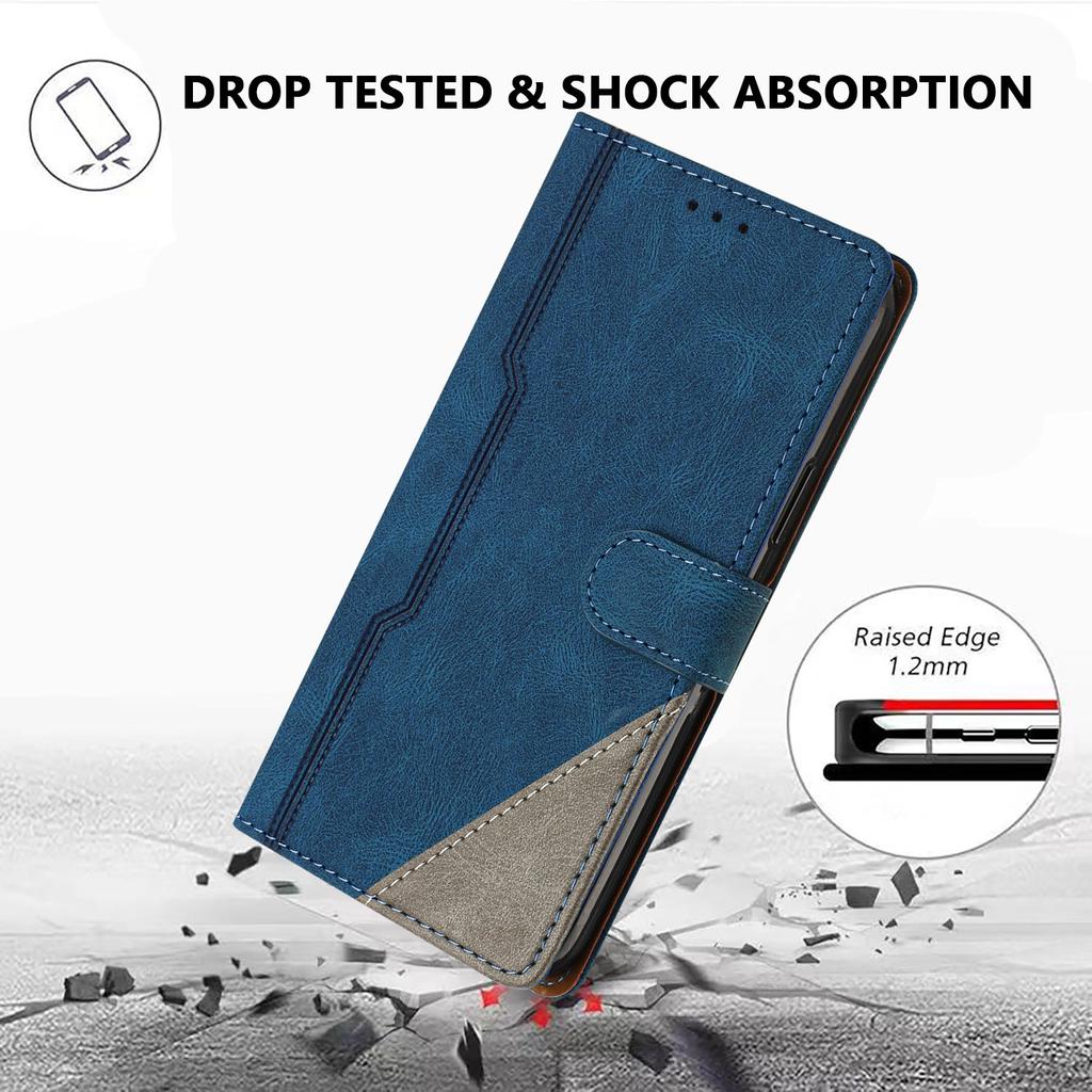 For Samsung Galaxy A26 5G Leather Case Triangle Patchwork Wallet Stand Shockproof Phone Cover