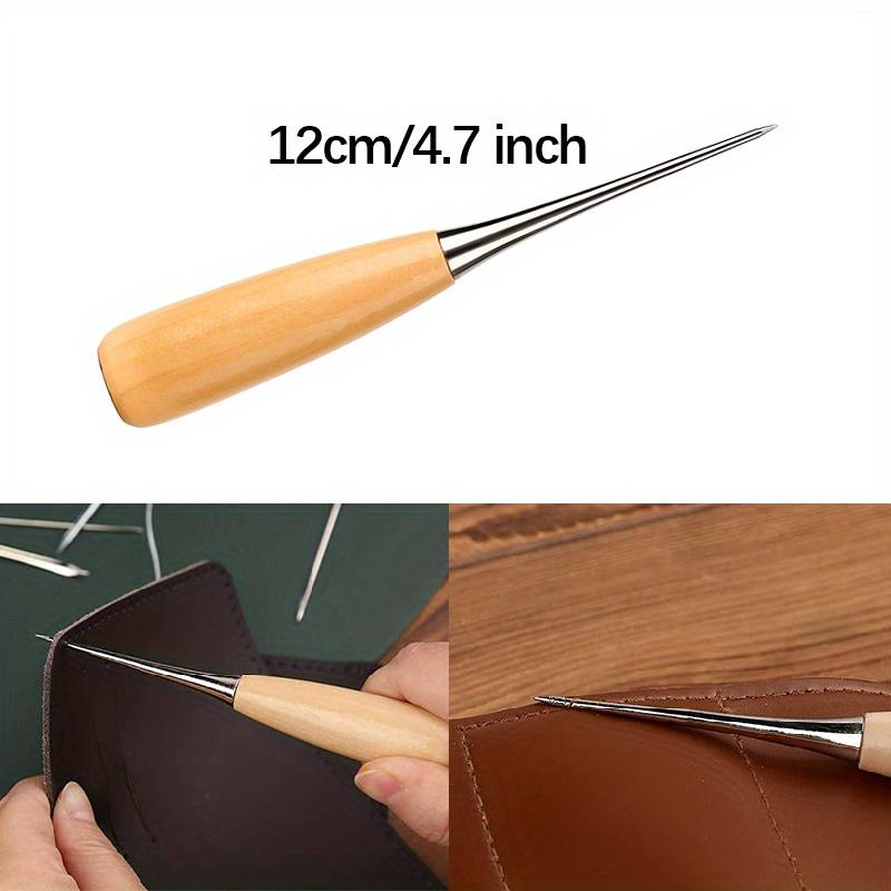 14pcs Leather Hand Sewing Tool Set/Includes Waxed Thread and Wooden Handle Needles/Heavy Duty for Leather Repair, Crafts, Binding, Belt Making/Ideal