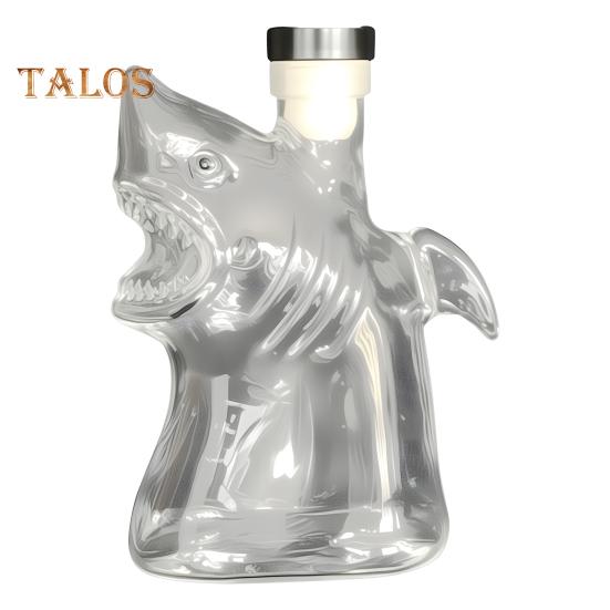Shark Glass Wine Decanter Liquor Bottle with Airtight Stopper 300ml Whiskey Vodka Beer Container Home Bar Decor Gift for Whiskey Lovers