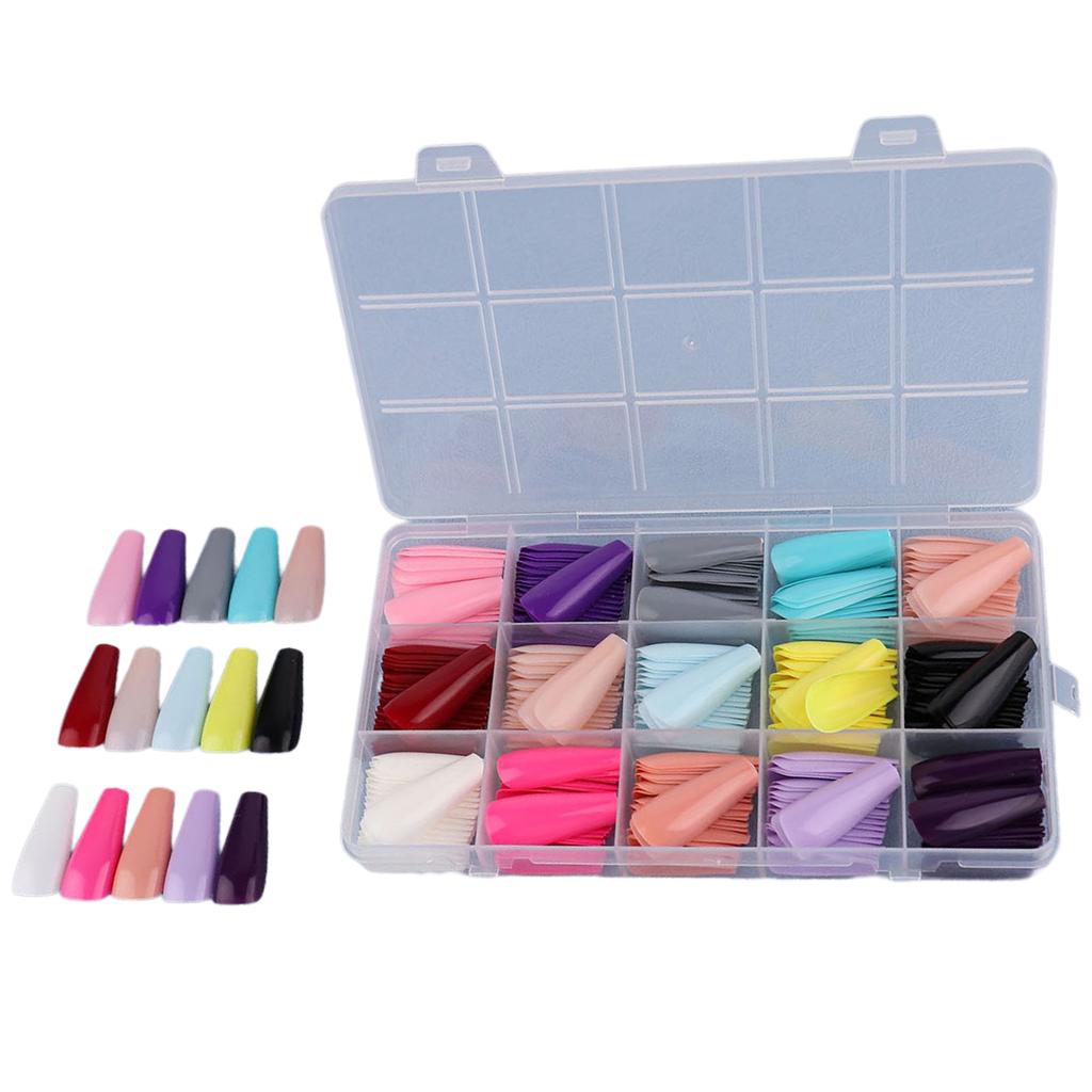 Fake Nails Acrylic Nail Tips Square/Almond/Stilettos/Coffin False Nails 360pcs Full Cover Artificial Nails with Case
