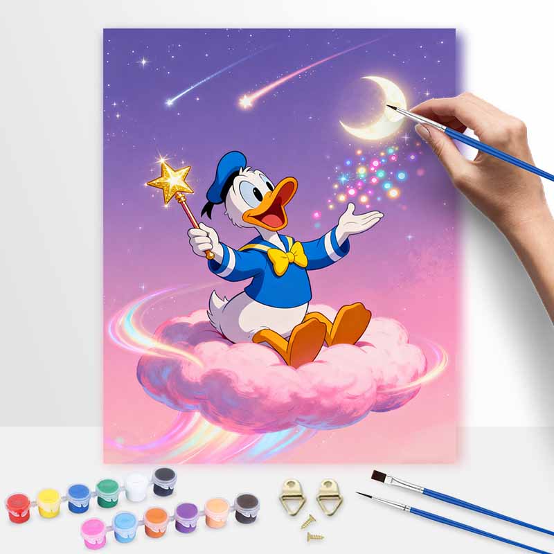 Disney Digital Oil Painting Art Kit Donald Duck Magic Cloud Handmade Coloring Painting Home Decor