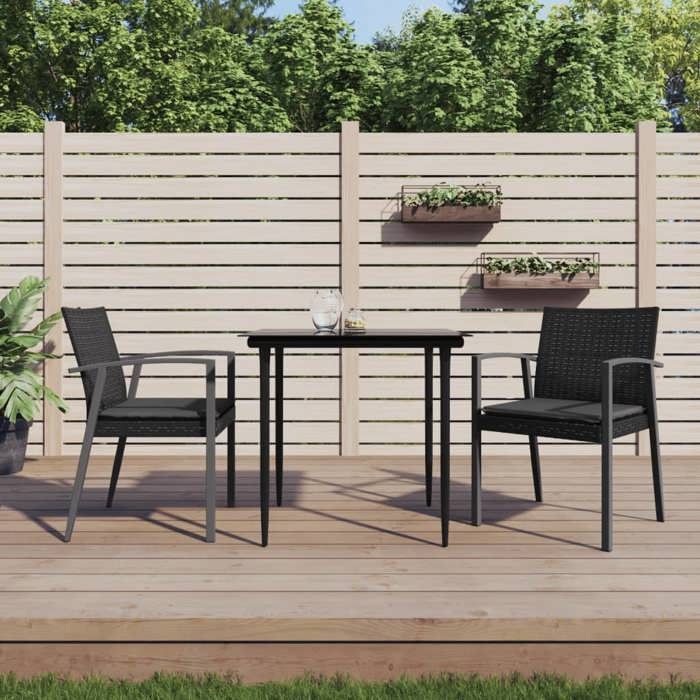 VidaXL Ensemble à manger de jardin 3 pcs coussins résine tressée acier, ensemble à manger, ensemble à manger d'extérieur, 3186971
