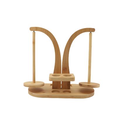 Porte-fil en bois pour crochet tricot Fil rotatif avec 2 bobines Porte-fil double support