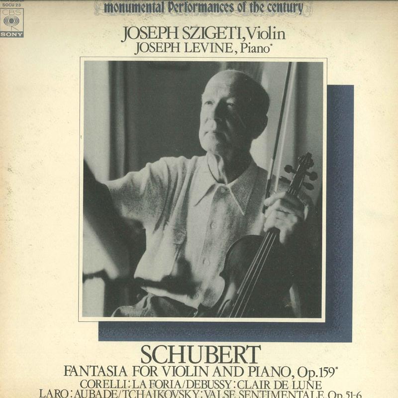 

LP Record JOSEPH SZIGETI - Schubert: Fantasia Op.159 for violi SOCU23 CBS SONY 1975 Japan Classical Used