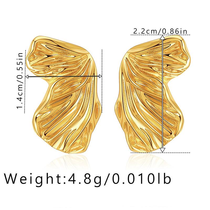 Vintage French Niche Design 18k Gold Plated Irregular Butterfly Stud Earrings For Women