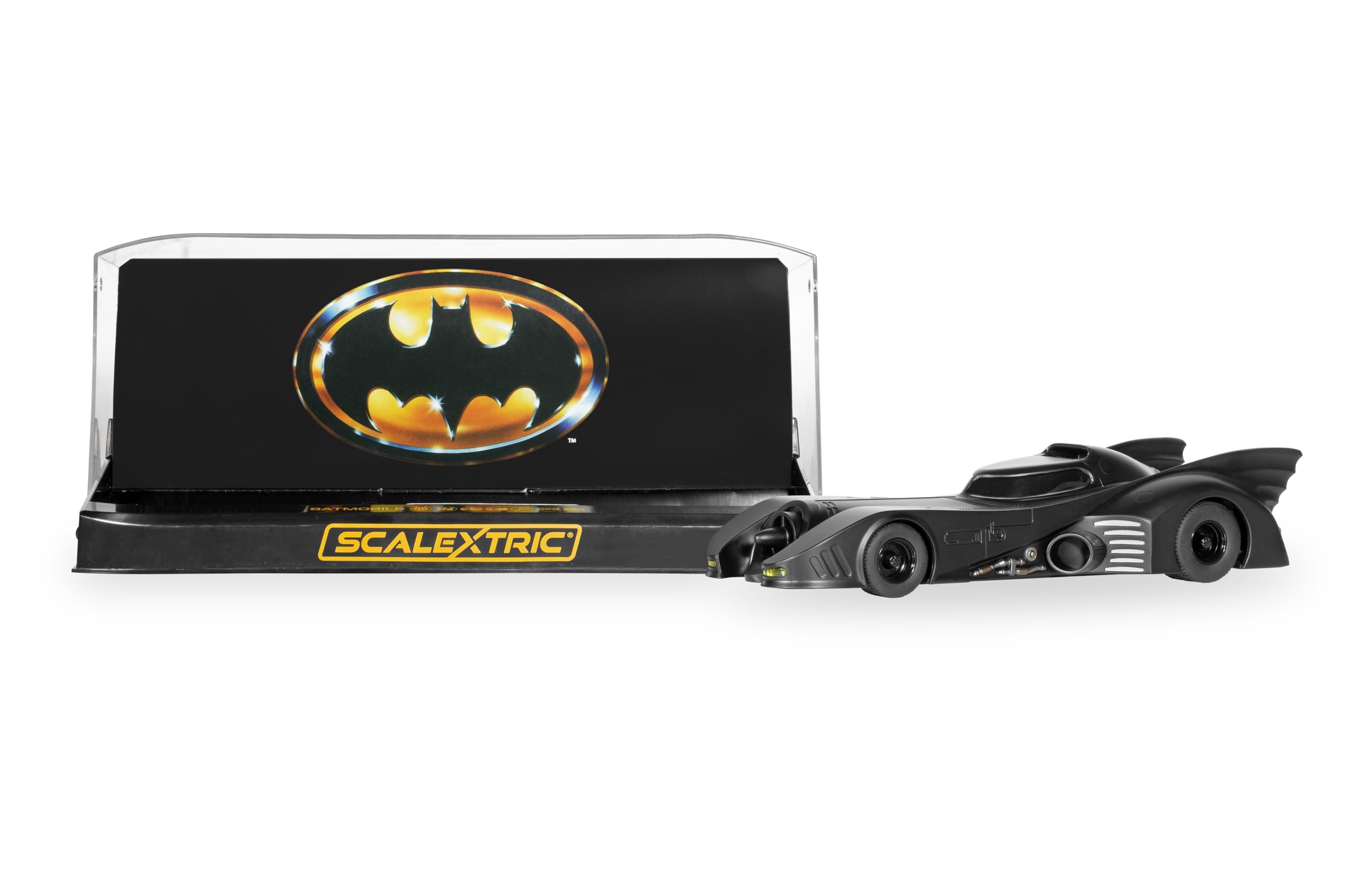 

1989 Car Street Scalextric, C4492, Batmobile, Slot, & Rally, Black.