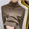 Women's Half High Neck Long Sleeve T Shirt Slim Fit Solid Color Casual Basic Tee Tops
