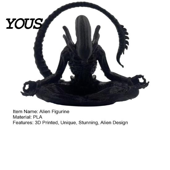 Unique Alien Gift Idea 3D Printed Figurine, Zen Meditation Alien-shaped Sculpture Desktop Ornament, Collectible Sculptures for Sci-fi Fans Toy