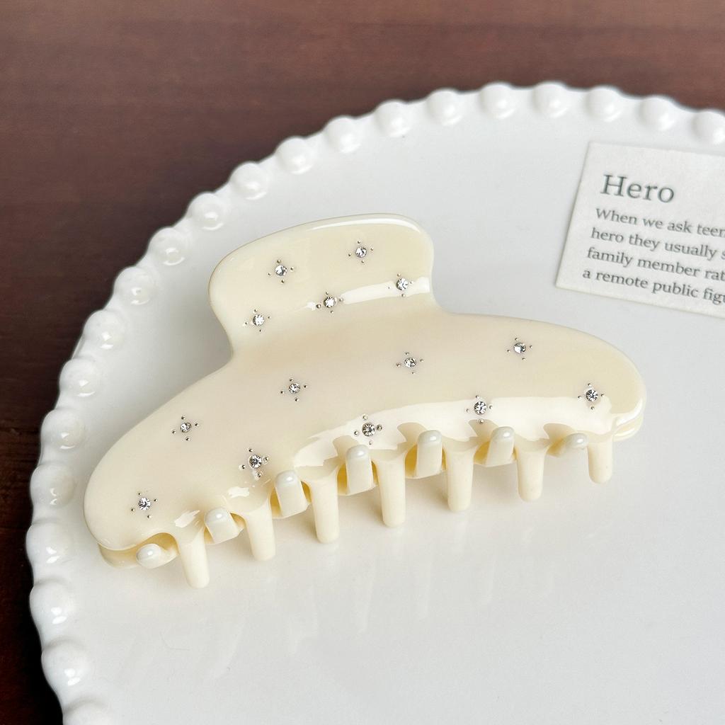 Stylish Acetate Rhinestonedecorated Hair Claw Clip For Elegant And Trendy High Ponytails