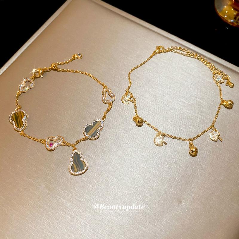 K real gold electroplated zircon hollow gourd bracelet niche design bracelet light luxury high-end jewelry wholesale women