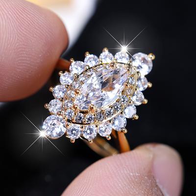 Crystal Marquise Zircon Rings for Women Fashion Fine Ring Engagement Wedding Accessories Statement Jewelry