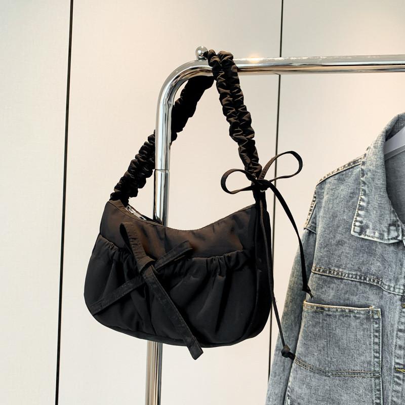 Ielgy Korean Version Casual Daily All-Match Nylon Cloth Bag Simple Fashionable Pleated Cross-Body Shoulder Bag