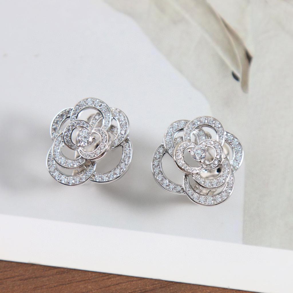 New Hot Brand Vintage Women's Earrings Luxury Jewelry Set for Women Designer Necklaces Pure 925 Sterling Silver Flowers Necklace