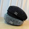 Shiny and Bright Niche Style Beret Hat for Women Korean Version Versatile Ins Fashion Casual High End Sequined Temperament Painter Hat