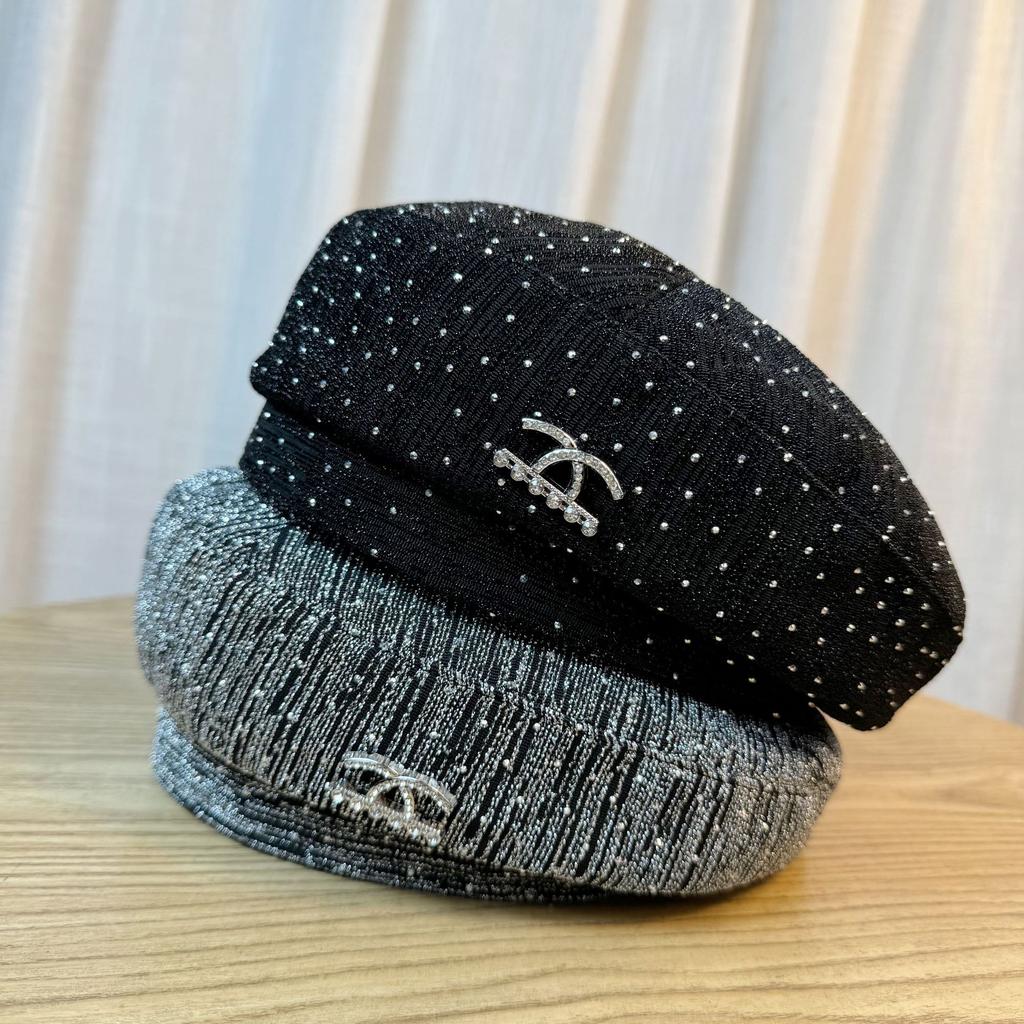 Shiny and Bright Niche Style Beret Hat for Women Korean Version Versatile Ins Fashion Casual High End Sequined Temperament Painter Hat