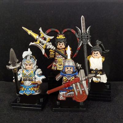 1 adet Üç Krallık Savaşçı Kahraman Savaşçı Zhao Yun Lu Bu Silah Figürü Tuğla Yapı Bloğu Çocuk Hediye Oyuncak