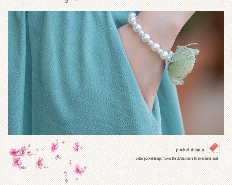 2025 Spring/Summer Women's Ethnic Retro Cotton Linen Embroidered Midi Skirt - Elastic Waist