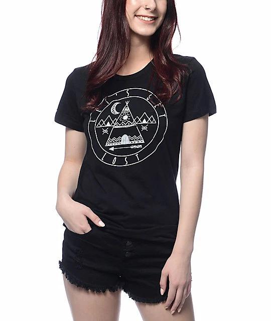 Empyre Womens Let s Get Lost Black T-Shirt New XS, S, M S