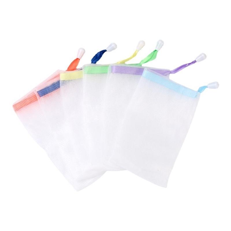 Gentle Face Cleaning Net For Soap Rod Creates Rich Lathers Quickly Soft Meshes With Hanging Rope For Bathroom Storage