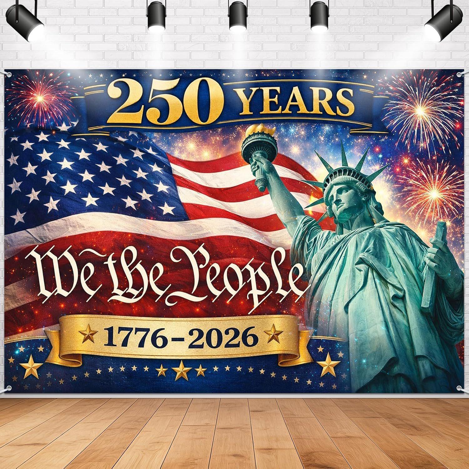 Independence Day Banner Background Cloth 250th Anniversary July 4th Celebration Poster Banner 95*75cm