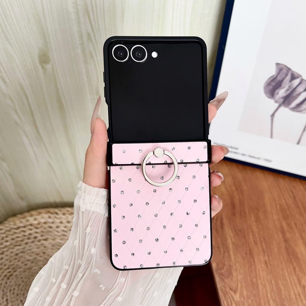 For Samsung Galaxy Z Flip 8 7 7E 6 5 4 3 Luxury Diamond Glitter Ring Case With Hinge Protection Shockproof Glitter Spot Cover