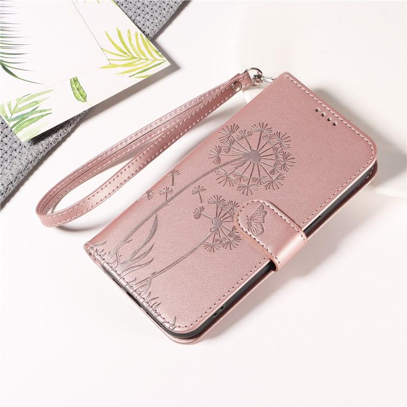 Suitable for iPhone 17 Dandelion Embossed Leather Case, Apple 16 PRO, Samsung S26 Card Slot Flip Phone Case