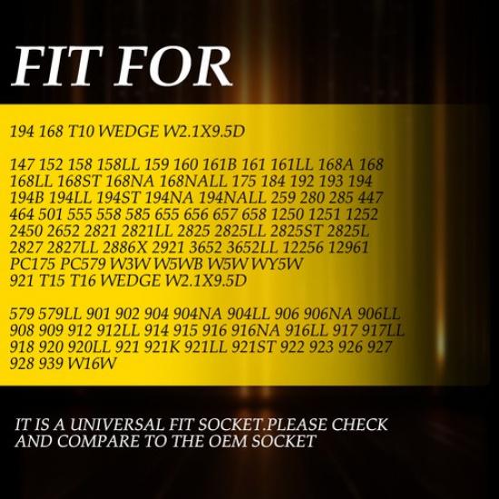 2X T10 921 194 Bulb Socket Dome Side Marker Light Harness Wire Plug Connectors