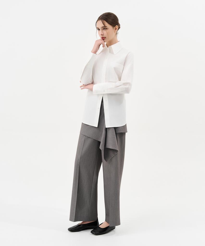 Laneonkyulleoseu Layered Wrap Skirt Pants Set_Melange Grey