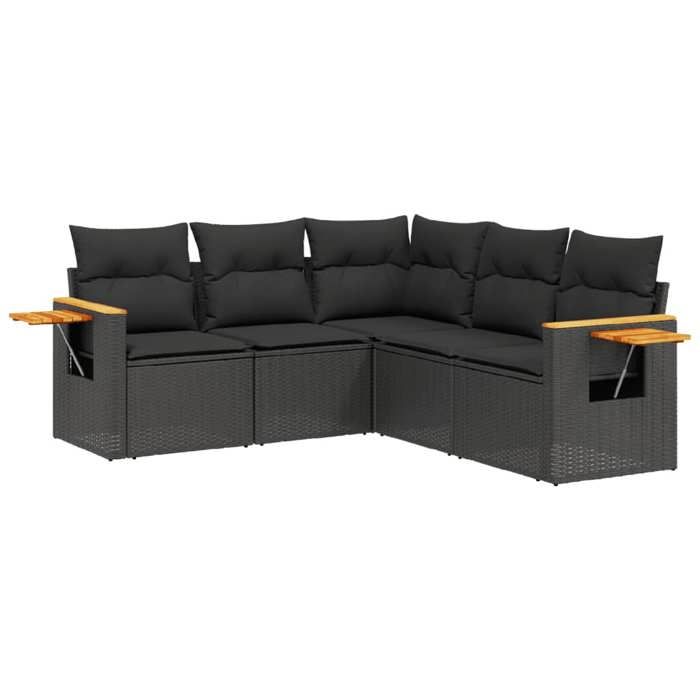 VidaXL Garden Lounge Set with Cushions 5 Pcs, Patio Sofas, Patio Furniture Set, Outdoor Furniture, Black 3259199