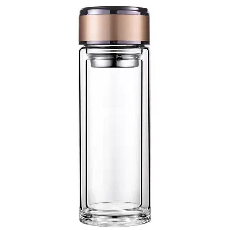 MINGHUI Double Wall Borosilicate Glass Travel Tea Mug