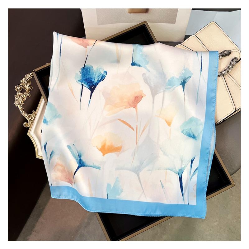 Women S Floral Print Square Scarf Spring Summer Decorative Neck Scarf Elegant Luxury Lightweight