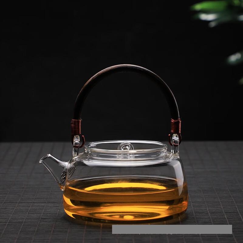 High Borosilicate Glass Teapot with Rattan Handle