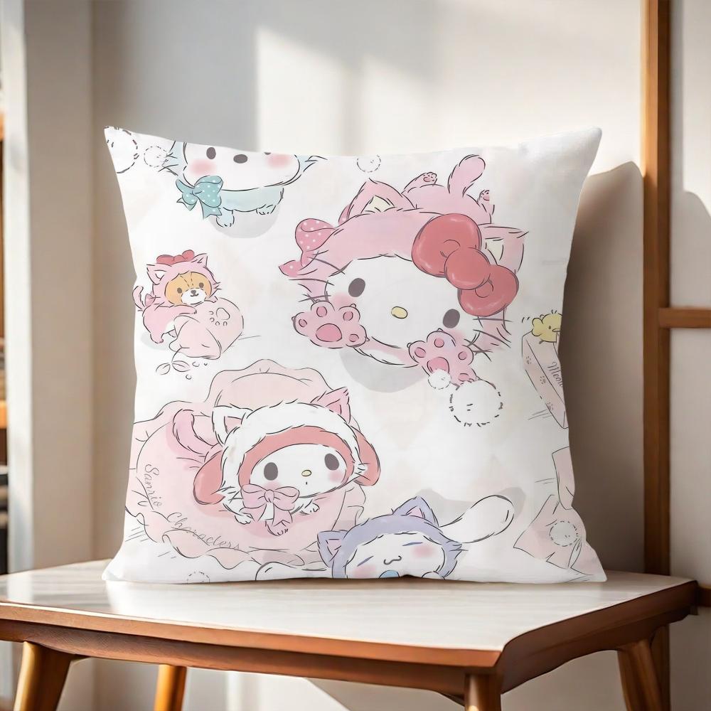 Cute S-Sanrio Friends Cushion Cover For Pillow Printing Sofa Decoration Home Car Room Coffee Shop Office Nordic Simplicity