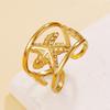Fresh Ocean Resort Starfish & Shell Open Ring - Stainless Steel Jewelry for Women