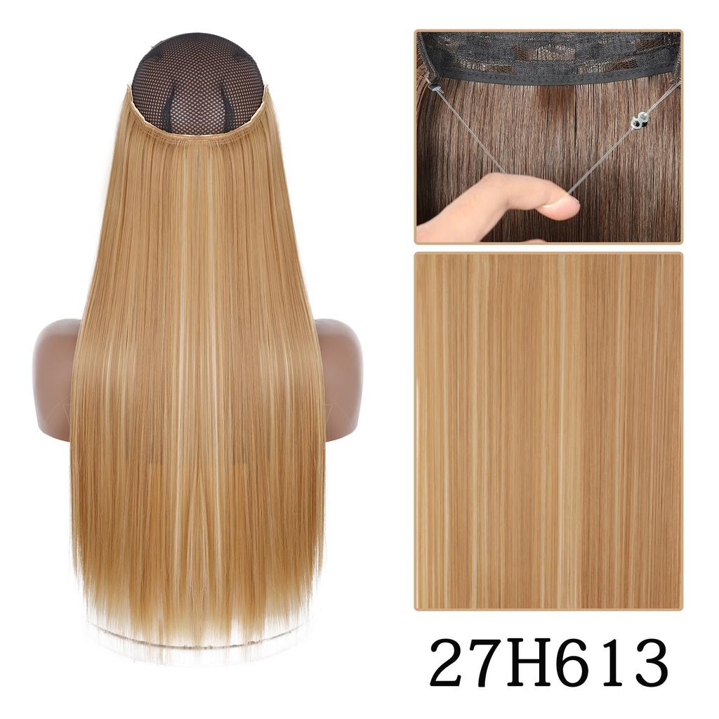 XINRAN Moda Damska Kolor Ombre Niewidoczny Długi Doczepiany Włos Syntetyczny Włókno Długie Falowane Ombre Cosplay Codzienne Noszenie Bez Klipsów Przedłużanie Włosów