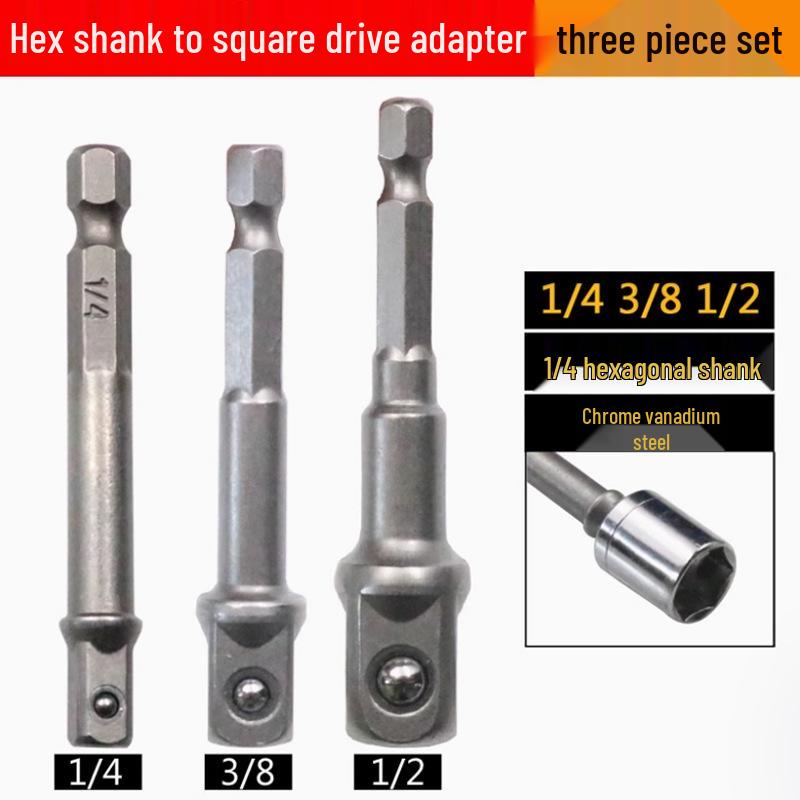 Socket Head Connection Rod: Hex Shank to Square Drive Adapter for Electric Wrench and Hand Drill