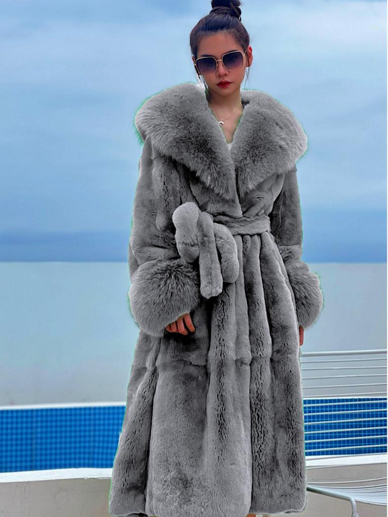 Abrigo de Invierno para Mujer Moda 9 Colores Talla Grande Abrigo Chaqueta de Lujo Abrigo de Piel Abrigo Cálido para Señoras Ropa de Exterior