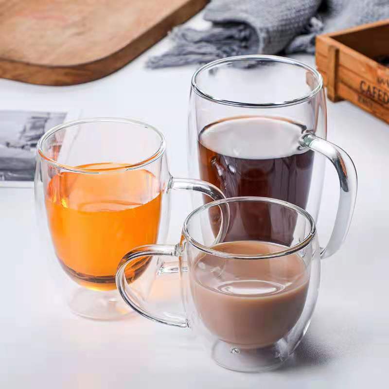 High-grade Double-layer Insulated Glass Cup Coffee Tea Drink Water Beer Creative Transparent Mug Gift Household Office Use Sets